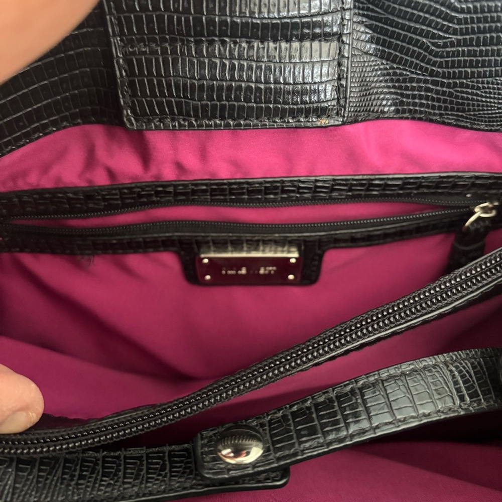 Nine West Black/Grey Textured Faux Leather Tote Handbag - Picture 8 of 15